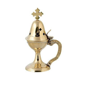 Brûleur d'encens en laiton gravé élégant de haute qualité porte-encens en métal moderne et brûleur porte-parfum de maison de luxe - Product Image 4