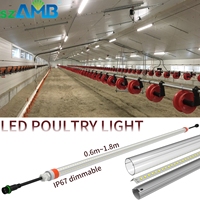 Luz LED para Aves de Corral de Espectro Completo/Rojo 2700k-6500k IP67, Sin Parpadeo, Resistente al Agua y al Amoníaco, Luces para Granjas en Tubo, Garantía de 5 Años