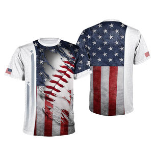 Camisetas con Gráfico de Béisbol con la Bandera de EE. UU., Camisetas Personalizadas de Poliéster Transpirable, Espíritu Patriótico, Camisetas de Hombre de Alta Calidad - Product Image 3