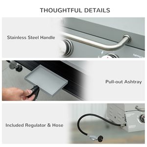 Light Grey 2-Burner Propane Gas <b>Tabletop</b> BBQ Grill Portable with Foldable Legs and Lid Thermometer for Camping - Product Image 6