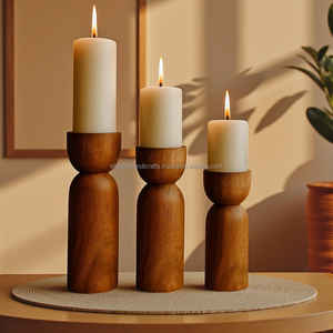 Support de lampe à thé décoratif en bois à motif floral fait à la main pour Noël, cadeaux de pendaison de crémaillère, éclairage de centre de table pour festivals - Product Image 1