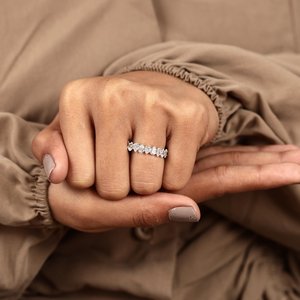 Luxury Design Pear Cut Lab Grown <b>Diamond</b> Full Eternity Band <b>Ring</b> 18k White Gold Fine Anniversary Wedding Sparkly Gift Her - Product Image 5