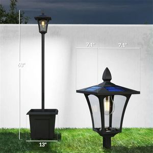 Set di 2 Luci Solari da Giardino Nere con Vaso per Fiori e Illuminazione Ambientale - Product Image 6