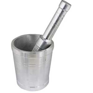 Premium Polished Silver Metal Mortar and Pestle Set Manual Stainless Steel Spice <b>Grinder</b> Durable Garlic <b>Herb</b> Crusher Tool - Product Image 1