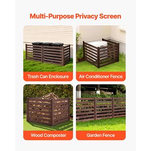 Cerca de privacidad de madera maciza para exteriores de 48 x 37 pulgadas, pantalla de 3 paneles para aire acondicionado con estacas metálicas, marco de acero y cubierta de madera para tanque - Product Image 6