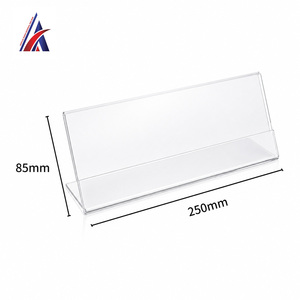 Super Offre : Excellent Support Acrylique en L pour Étiquettes de Prix, 180x75 mm, Incliné, Transparent, pour Comptoir et Table - Product Image 1