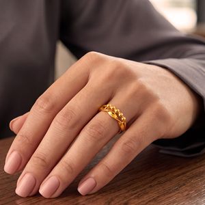 Anillo de Oro con Cuentas Brillantes Solaris Infinite Loop, Banda de Oro de Alto Brillo con Diseño de Esferas Entrelazadas - Product Image 2