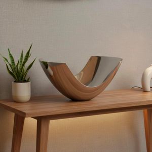 Bol décoratif moderne en aluminium argenté, style abstrait, pour fruits, centre de table, décoration esthétique pour la maison et le bureau - Product Image 5