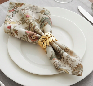 Gold <b>Silver</b> Leaf <b>Napkin</b> Rings Roman Style Metal Table Decor For Wedding Use And Party Dining Use - Product Image 4