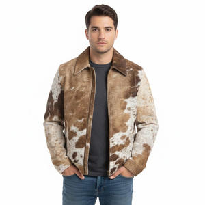 Chaqueta vaquera de cuero vacuno marrón hecha a mano para hombre, chaqueta moderna personalizada de corte refinado para hombre en todas las tallas - Product Image 1