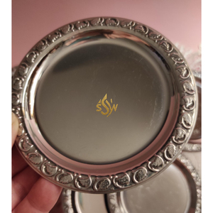 New Classic Decorative Tea & <b>Coffee</b> Cup Metal Coaster with Holder Household Kitchenware Dining <b>Table</b> <b>Round</b> Shape Handmade <b>Silver</b> - Product Image 6