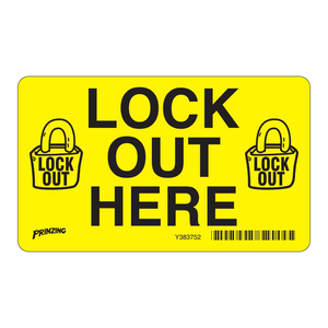 Étiquette de sécurité Brady Lock Out Here, durable, autocollante, résistante à la chaleur et aux produits chimiques, finition mate pour LOTO - Product Image 1
