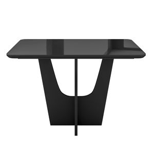 Mesa de Comedor Compacta Italiana para 4 Personas con Base de Madera Negra y Tapa de Vidrio Pintado - Product Image 5