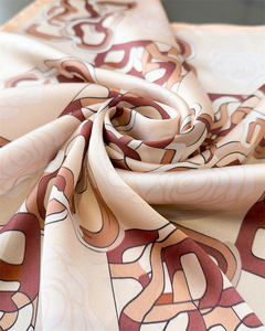 Luxury Satin Silk Square Scarf for Women Chain Print Shawl Headscarf Silk Feeling Muslim Hijab Bag Ribbon for office and Trip - Product Image 4