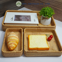Panier de rangement carré multifonctionnel en rotin tressé beige, fait main, écologique, style vintage, série KM MPL, vente en gros