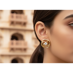 Pendientes de Diamantes en Oro Amarillo para Mujer, Corte Brillante Redondo, Diseño Clásico, Uso Diario, Regalo de Boda para Ella, Personalizables - Product Image 4
