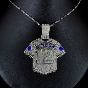 Hip Hop joyería diamante completo Lindor No.12 Jersey colgante collar 925 Starling plata número colgante - Product Image 5