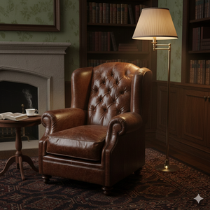 Fauteuil Chesterfield moderne en cuir, rectangulaire, capitonné, avec dossier haut, pour salon de luxe, Diwali - Product Image 2