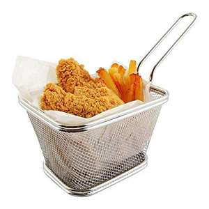 ตะกร้าทอดสแตนเลสขนาดเล็กสำหรับปีกไก่ เฟรนช์ฟรายส์ มันฝรั่งทอด ร้านอาหาร คาเฟ่ ตะแกรงกรองอาหารโลหะ - Product Image 6