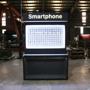 Mostrador de Exhibición para Tienda de Celulares, Vidrio Templado, Metal Resistente, Vitrina para Minoristas, LED, Tamaño y Color Personalizables |   Servicio OEM - Product Image 1