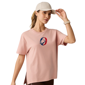 <b>Light</b> Pink Womens Relaxed Fit Crew <b>Neck</b> T Shirt Breathable Short Sleeve Workout Tee for Gym Running Yoga Fitness Training - Product Image 1
