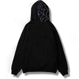 Sudadera con Capucha de Invierno Estilo Y2K para Hombre, con Cremallera Completa, 80% Algodón, 20% Poliéster, Diseño Personalizado con Calavera y Pedrería - Product Image 2