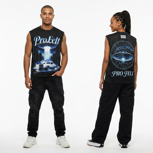 Custom Solid Plain Color Sleeveless Tank Top Custom Graphic Printed Breathable Streetwear Fitness Gym Casual Style T Shirts Men - Product Image 2