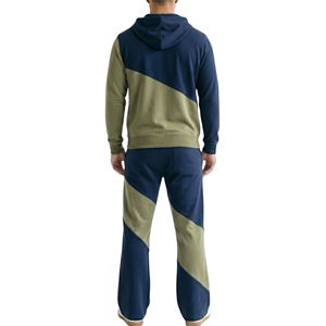 Ensemble de survêtement streetwear ample en molleton de coton épais, avec blocs de couleur et empiècements patchwork, à épaules tombantes - Product Image 2