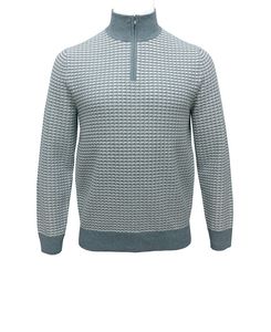 Pull en tricot géométrique pour homme, manches longues, fermeture éclair 1/4, vêtement d'automne, épaisseur standard - Product Image 3