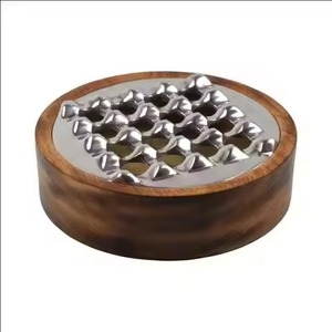 Cenicero para Cigarros de Diseño Único, Hecho a Mano en Madera de Acacia, Artículo Decorativo para el Hogar, Incrustaciones Metálicas de Alta Calidad, Creativo, de Madera Sólida - Product Image 1