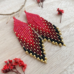 Luxury Needlework Seed Beads Beaded Embroidery Earrings For Women Handmade Seed Beads Earring <b>by</b> HF Crafts - Product Image 6