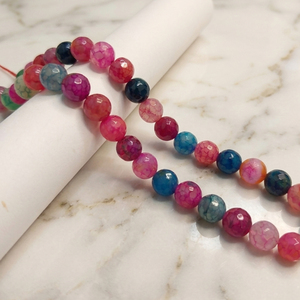 Perles rondes facettées multicolores en onyx naturel de 8 à 10 mm de la marque Jaunty pour la fabrication de bracelets, de colliers et de bijoux - Product Image 1