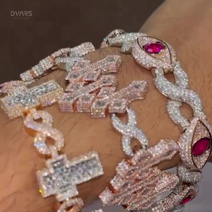 Pulseras de Moissanita VVS1 Baguette que pasan la prueba del diamante, Pulsera de eslabones cubanos cruzados de plata 925, Joyería Hip Hop Iced Out - Product Image 5