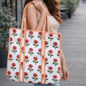 Block Printed Women <b>Mini</b> Tote Bags Shopping Beach Casual Carry <b>Hand</b> Bag Indian Traditional Ethnic Luxury Beautiful <b>Hand</b> Tote Bag - Product Image 1