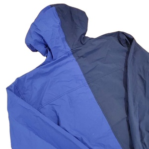 Veste coupe-vent unisexe à capuche, anorak 1/4 zip, coupe-vent en nylon, bicolore bleu et noir - Product Image 2