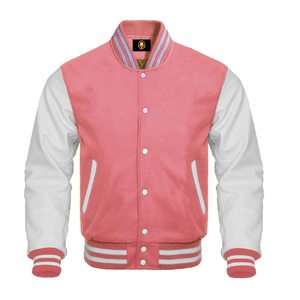 Veste universitaire en laine pour homme avec logo personnalisé, manches marron beige, col montant, fermeture éclair, manteau d'hiver décontracté respirant - Product Image 4