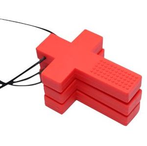 Red Cross Pendant Sensory Chew Necklace Food Grade Silicone Oral Motor Aid <b>Chewy</b> Toy for Kids Autism ADHD - Product Image 3