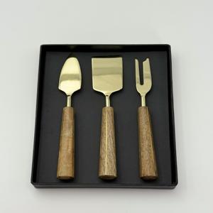 Achetez maintenant et découvrez tout : ensemble d'outils pour trancher et étaler le fromage en acier inoxydable avec manche en bois - Product Image 2