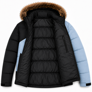 Factory Custom <b>Mens</b> Puffer <b>Coat</b> Two Tone Color Block Ripstop Jacket Warm Insulation Adjustable Cuffs <b>Hooded</b> - Product Image 5