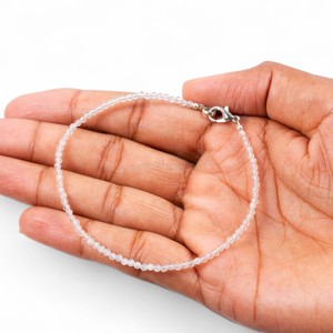 Natural Crystal Quartz Round Beaded Bracelet Healing Crystal Quartz Micro Faceted Gemstone Bracelet Jewelry For Women Gift Bulk - Product Image 4