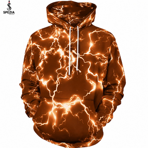 Sudadera con Capucha Lisa de Algodón 100% Impresa en 3D, Ajuste Holgado, con Logotipo, Prenda Tejida Transpirable para Otoño - Product Image 6
