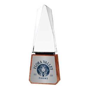 Trophées en cristal en forme de tour avec base en bois élégante pour équipement et accessoires de présentation - Product Image 2