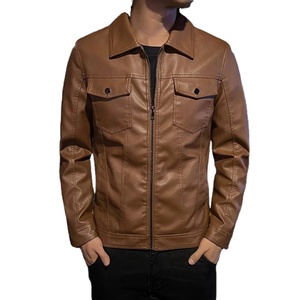 แจ็กเก็ตหนังวัวแท้สำหรับผู้ชายย้อมสีน้ำตาลเสื้อโค้ทหนังสำหรับฤดูหนาว - Product Image 1