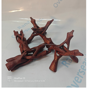 Support de présentation en bois emboîtable de style bohème pour décoration de Noël, 8 pouces, pour grappes de cristaux de guérison et géodes rouge brunâtre - Product Image 4