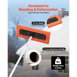 17.7 regolabile in schiuma per tetto rastrello da neve 7.3-18.4 ft impugnatura antiscivolo tubi leggere nevi strumento di rimozione per la casa - Product Image 3