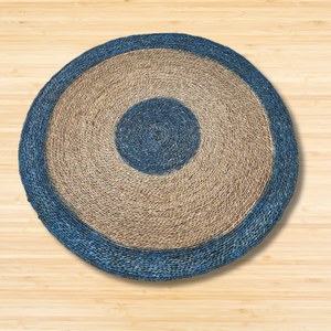 Concentric Dark Blue Striped Round Seagrass Sheets Crafted for <b>Wall</b> Decoration <b>Table</b> Settings and Natural Home Accents - Product Image 5
