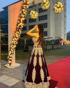 ผ้าไหม kasturi ขนาดใหญ่สีดำสวยงามแบบแฟชั่นเอเชียปักด้วยด้ายหลายเส้นและงานเย็บปักถักร้อยผ้า Lahenga choli สำหรับเจ้าสาวพิเศษ - Product Image 2