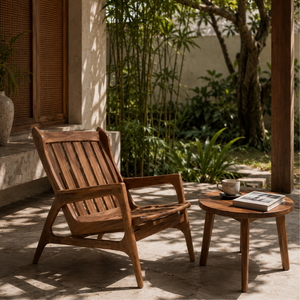 Sillón de Madera de Teca Sólida Moderna para Exteriores, Patio, Jardín, Resort, Hotel, Villa, Sillón de Descanso Hecho a Mano en Indonesia - Product Image 6