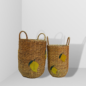 Handmade Eco-friendly Hyacinth Storage <b>Basket</b> with Cylinder Handle Biodegradable and Sustainable for <b>Laundry</b> Use - Product Image 6