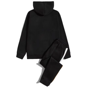 Chándal Unisex con Capucha en Color Negro, Bloques de Color, Largo Completo, de Algodón Transpirable, Ropa Deportiva Informal con Cuello Alto y Cintura Elástica - Product Image 2